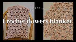 Crochet flower blanket  how to crochet the flowers and how to join them [upl. by Anifad]