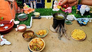 Masala Poori amp sabzi recipe Mini village food  masala poori recipe  shilas minifood [upl. by Martelle]