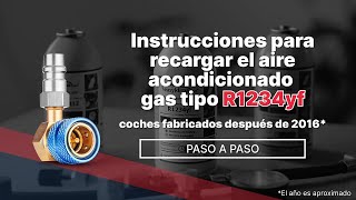 Cómo cargar el aire acondicionado de un automóvil con el refrigerante R1234yf Instrucciones [upl. by Jessie]