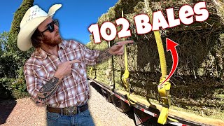 Hauling a HUGE Load of Hay Bales Across Southern Arizona [upl. by Arbmat826]