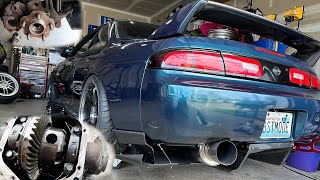 240sx S14 Rear Wheel Bearing Replacement  Rear Differential Removal and Reseal [upl. by Nrubua]