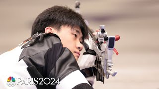 China secures another shooting gold in mens 50m rifle three positions  Paris Olympics  NBC Sports [upl. by Saduj]