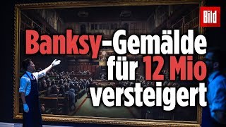 BanksyGemälde für 12 Mio Dollar verkauft „BrexitquotGemälde erzielt irre Summe [upl. by Yacano915]