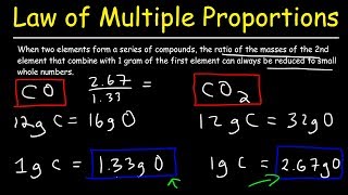 Law of Multiple Proportions Practice Problems Chemistry Examples Fundamental Chemical Laws [upl. by Annaed]