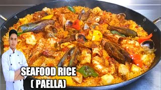 SEAFOOD PAELLA HOW TO COOK PAELLA RICESEAFOOD RICEPAELLA SEAFOOD [upl. by Martelli]