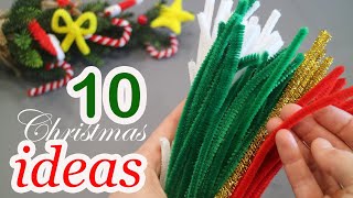 🔴🟢⚪10 IDEAS🔴🟢⚪ for CHRISTMAS made from pipe cleaner [upl. by Lehmann]