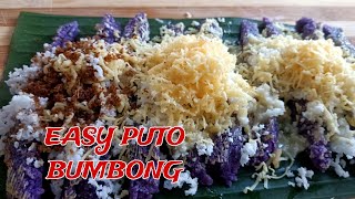 EASY PUTO BUMBONGWITHOUT BAMBOO STEAMER  KAKANINGLUTINOUS RICE FLOUR RECIPE [upl. by Anrym]