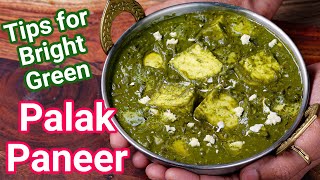 Restaurant Style Palak Paneer Curry  5 Basic Tips to Get Dark Green Colored Creamy Palak Paneer [upl. by Gregorio]