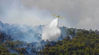 Fire at Athens Glyka Nera 3 July 2024  Aerial firefighters  4K [upl. by Oetam270]