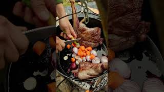 Whole Deer Leg Grilled in the Wildoutdoorcooking cooking asmr food chef deer [upl. by Nosilla]