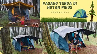 PASANG TENDA KEMPING DI HUTAN PINUS  Kemping keluarga [upl. by Ylil]