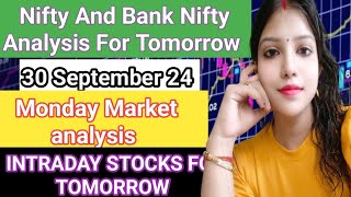 Nifty And Bank Nifty Analysis For Tomorrow30 September 24Bank Nifty Tomorrow [upl. by Immat]