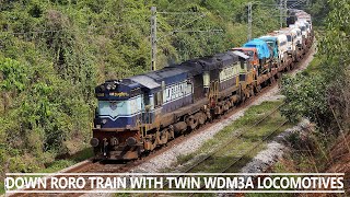 Down RORO Train with Twin ALCO Engines  Konkan Railway [upl. by Lekkim]