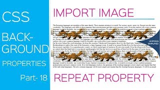 How to insert background image in css repeat norepeatspace [upl. by Holtz758]