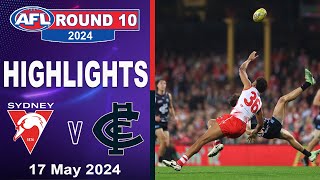 HIGHLIGHTS  Sydney Swans vs Carton Blues  2024 AFL [upl. by Alic634]