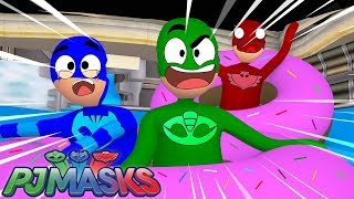 MASSINHA MENINO GATO CORUJITA E LAGARTIXO CONSTRUIRAM UMA FÁBRICA DE DONUTS 🍩  PJ MASKS [upl. by Pryor]