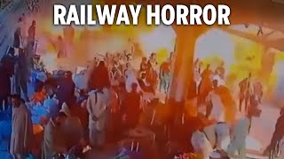 Horror moment ‘suicide bomb’ blast at packed train station in Pakistan kills at least 24 [upl. by Ydneh]