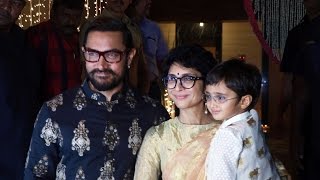 Aamir Khan With Kiran Rao amp Son Azad  Diwali Celebration 2016 [upl. by Ayam]