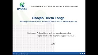 Aula metodologia  Citação direta longa [upl. by Adelia832]