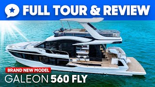 NEW Galeon 560 Fly Yacht Tour amp Review  YachtBuyer [upl. by Erna]