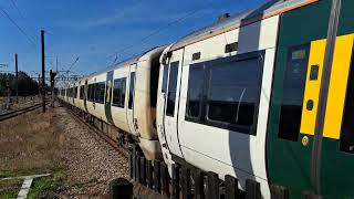 801225 speeds past Welwyn Garden City as 387115 amp 387104 depart [upl. by Akciret]