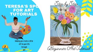 How to Paint Spring Flowers Easy Step by Step Beginner Acrylic Painting Tutorial [upl. by Marcie]