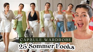 Sommer CAPSULE WARDROBE mit über 25 Looks  Mit so wenigen Teilen alle Outfits kombinieren [upl. by Osgood]