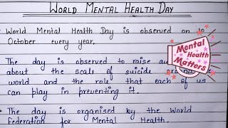 World Mental Health Day  10 lines on World Mental Health Day  Speech on World Mental Health Day [upl. by Ynattirb538]