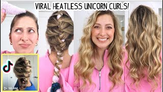 VIRAL TIKTOK HEATLESS UNICORN CURLS Stepbystep Tutorial  Overnight Curls Heatless Curls [upl. by Bigot]