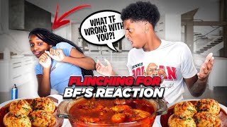 FLINCHING EVERY TIME MY BOYFRIEND TRIES TO TOUCH ME TO SEE HOW HE REACTS SEAFOOD MUKBANG IN A BAG [upl. by Yrret]