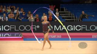 Yana KUDRYAVTSEVA RUS 2015 Rhythmic Worlds Stuttgart  Qualifications Ribbon [upl. by Anar]