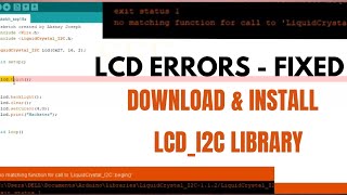 LiquidCrystalI2Ch No such file or Directory Error  No matching function I2c LCD  Error Fixed [upl. by Rider]