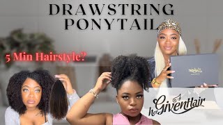 Lazy Natural hairstyles  DrawString Ponytail on Natural Hair  Hergivenhair [upl. by Tony]