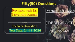 Lets practice for JE amp AEN Exam Technical  आइये प्रैक्टिस करें  PP 2ertrivendrakumar [upl. by Saiff965]