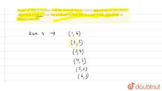 A pair of dice is thrown and the sum of the numbers appearing on the dice is observed to be 7 F [upl. by Noreg]