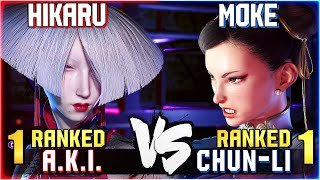 Hikaru 1 Ranked AKI vs Moke 1 Ranked ChunLi STREET FIGHTER 6 Showdown [upl. by Wilona811]