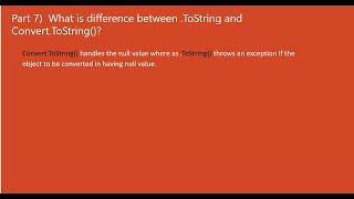 Difference between ToString and ConvertTostring in C C interview questions [upl. by Danielson]