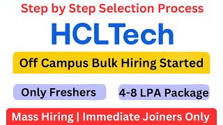 HCL Off Campus Mass Hiring  Freshers Job  Immediate Joiners only [upl. by Nwahsear512]