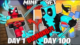 Survived 100 Days as DIAMOND DEADPOOL in HARDCORE Minecraft [upl. by Aninahs]