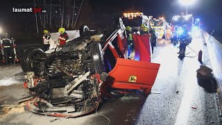 Ein Schwerverletzter bei Unfall eines Einsatzfahrzeuges auf Pyhrnautobahn in Ried im Traunkreis [upl. by Tsiuqram]