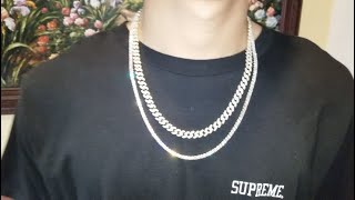 HELLOICE 3mm Tennis Chain  8mm Cuban Link Chain Set in Gold amp CZ Stone [upl. by Eidob432]