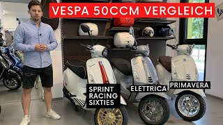 Vespa 50ccm Modelle 2020 Primavera Elettrica Sprint und Beschleunigungsvergleich [upl. by Oina]