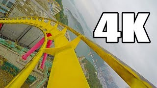 Hair Raiser 4K Roller Coaster Front Seat View Ocean Park Hong Kong Onride POV [upl. by Gnus621]