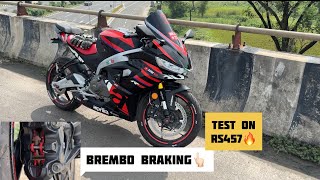 BREMBO BRAKING TEST ON RS457🔥😳😍BRAKING IMPROVED🔥apriliars457 vlogger vlogvideo viralvideo viral [upl. by Bram]