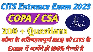 CITS Entrance Exam Previous Year Question Paper  Copa Trade cits entrance exam MCQ  CITS admission [upl. by Bunch246]