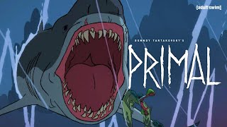 Megalodon Attack  Genndy Tartakovskys Primal  adult swim [upl. by Bacchus]