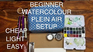 Plein Air Setup Beginner Watercolor🖼 Travel Art Supplies  Urban Sketching Watercolour [upl. by Netsriik]