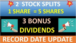 💥 1 share 5 shares 💥 2 stock split 😱 3 bonus 💥 dividends 😱 record date update 💥 [upl. by Nnyleak]