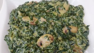 How to make creamy spinach with mushrooms Quick and easy cream spinach recipe [upl. by Onailil790]