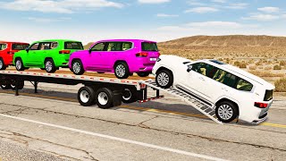 Flatbed Truck Mcqueen  Transportation with Truck  Pothole vs Car 205  BeamNGDrive [upl. by Airdua927]